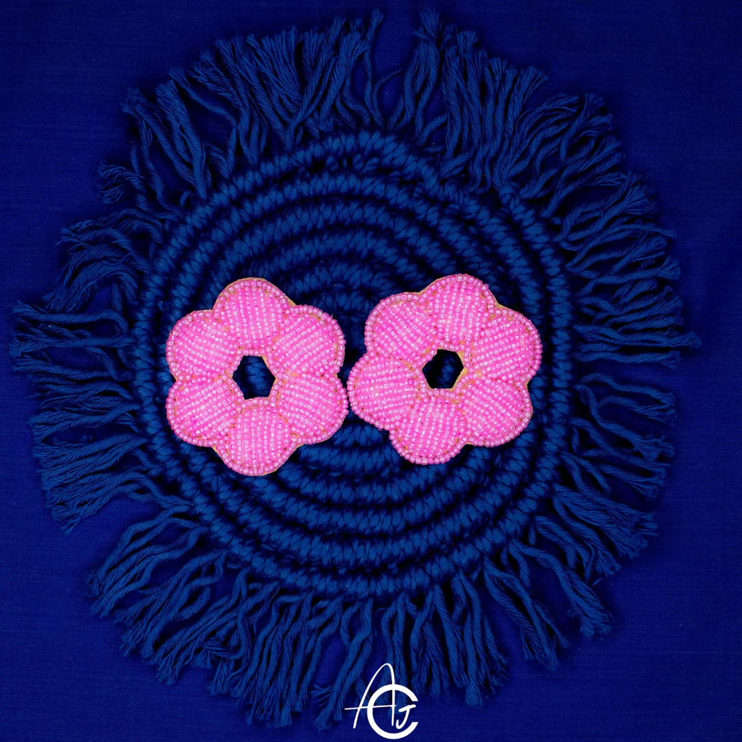 Beads Embroidered Earrings : Handmade - Image 4