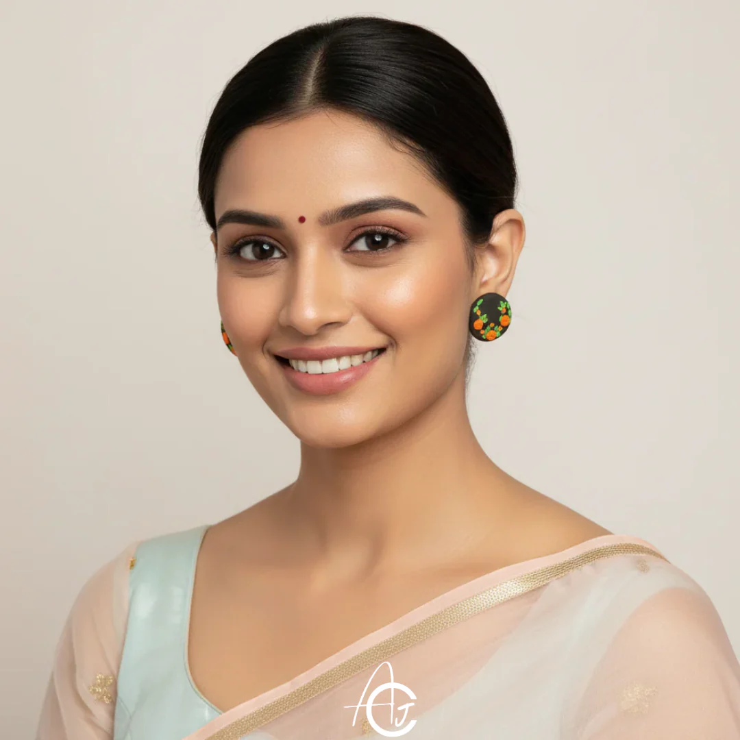 Embroidered Fabric Earrings : Handmade - Image 2