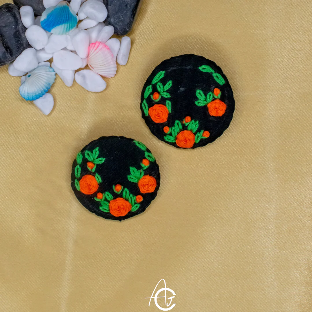 Embroidered Fabric Earrings : Handmade - Image 6