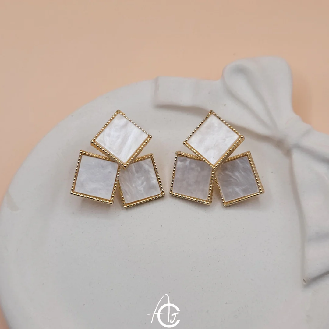 Shell Triangle Earrings Gold Tone - Image 7