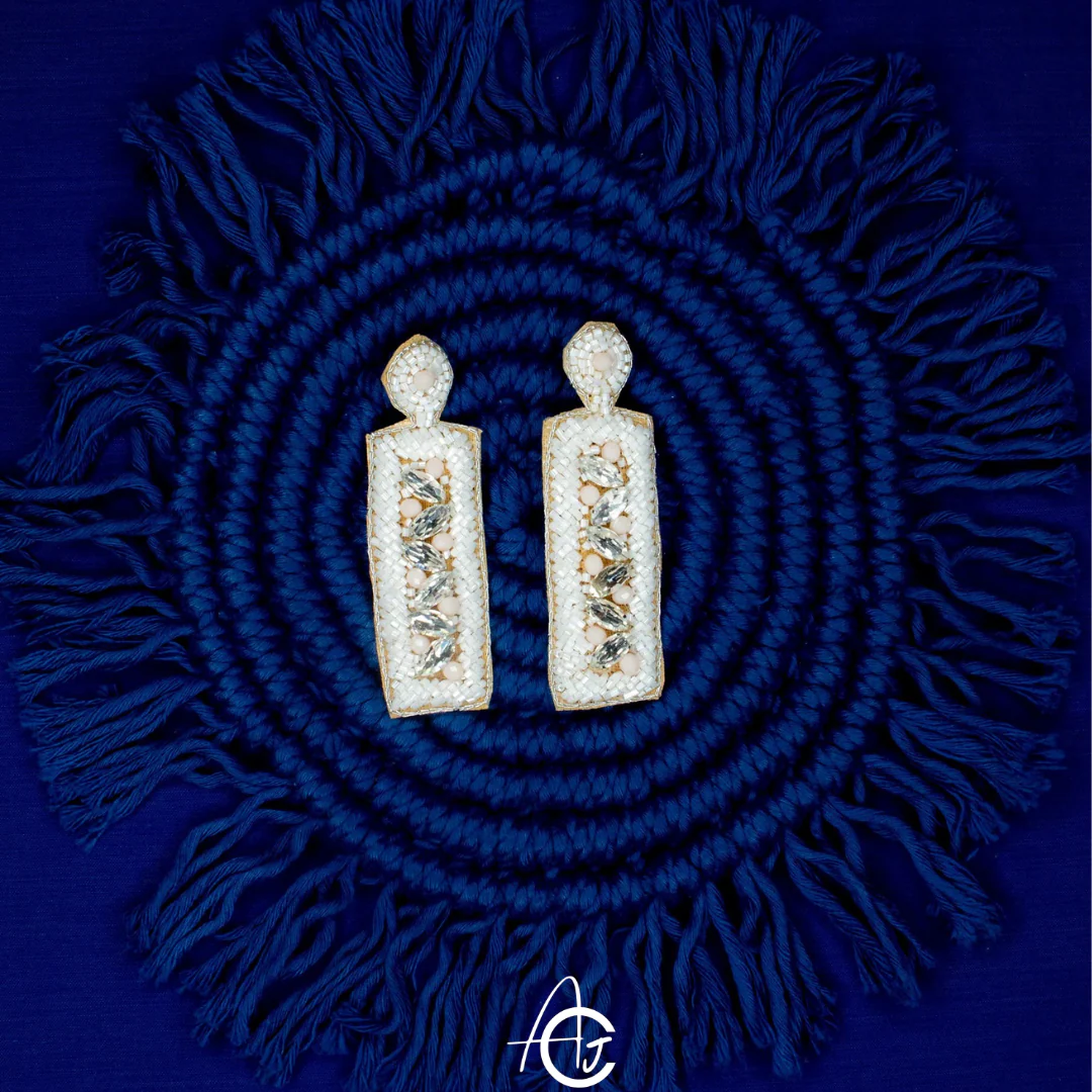 Beads Embroidered Earrings : Handmade - Image 4