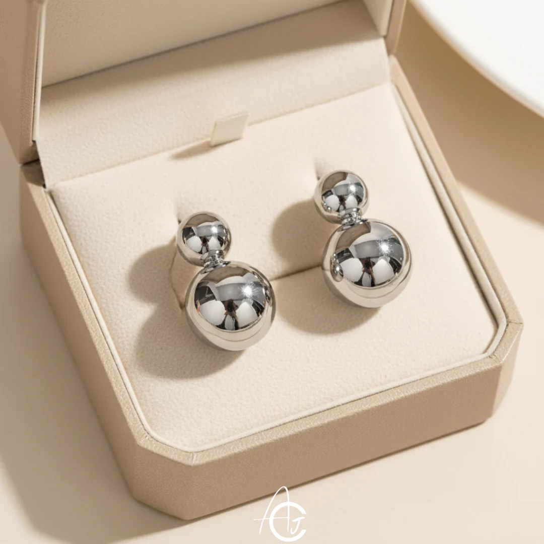 Silver Pearl Big Statement Earrings - Image 3
