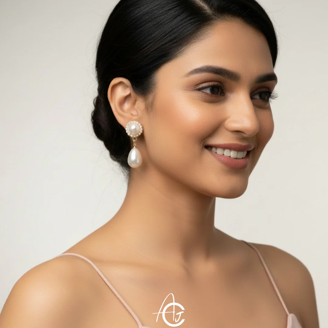 Statement Drop Pearl Earrings - Image 2