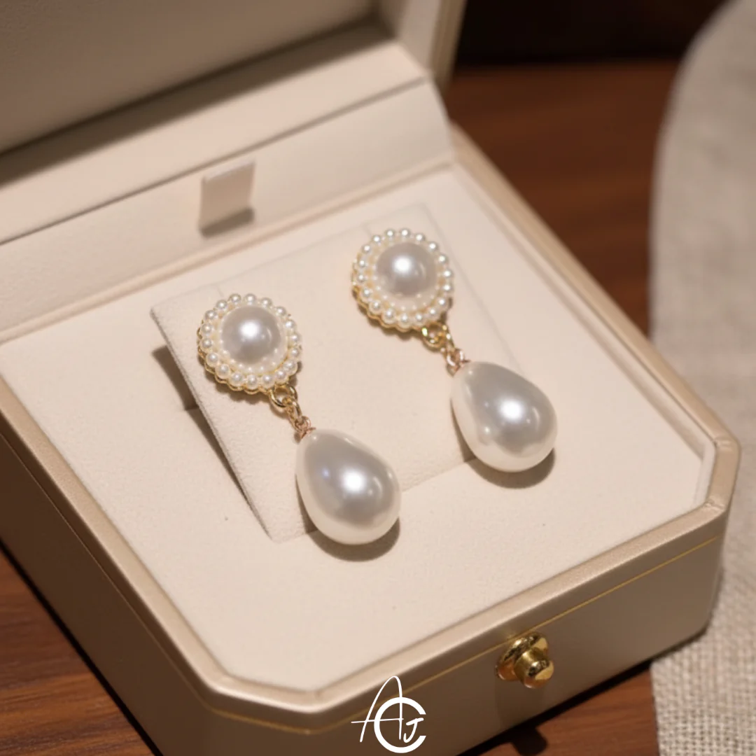Statement Drop Pearl Earrings - Image 3
