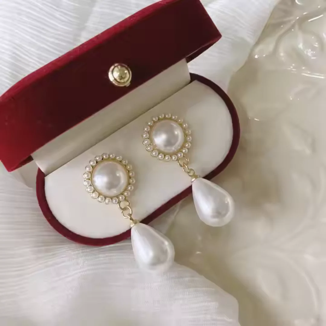 Statement Drop Pearl Earrings - Image 6