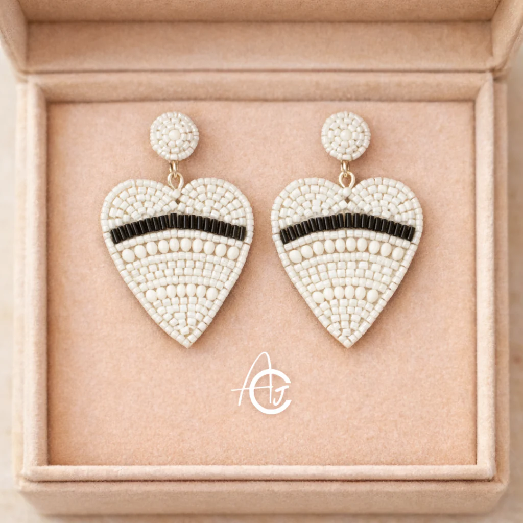 Beads Embroidered Earrings : Handmade