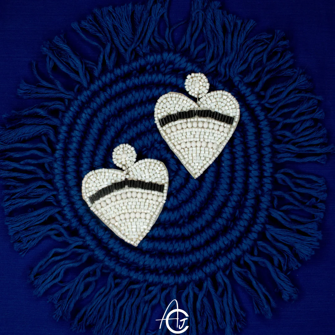 Beads Embroidered Earrings : Handmade - Image 4