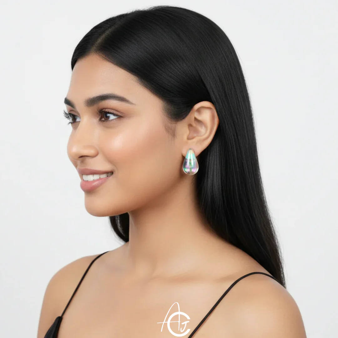Tear Drop Rainbow Stud Earrings - Image 2