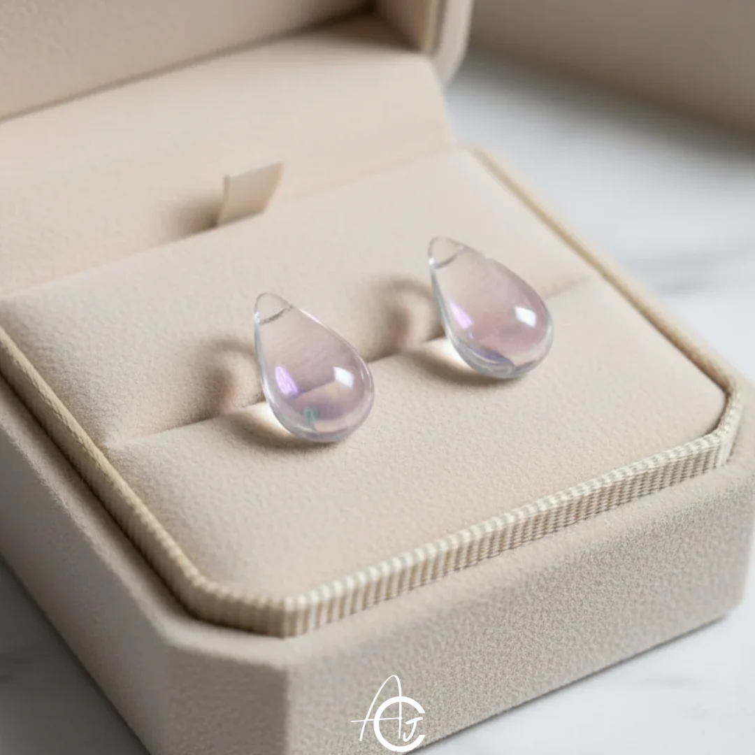 Tear Drop Rainbow Stud Earrings - Image 3