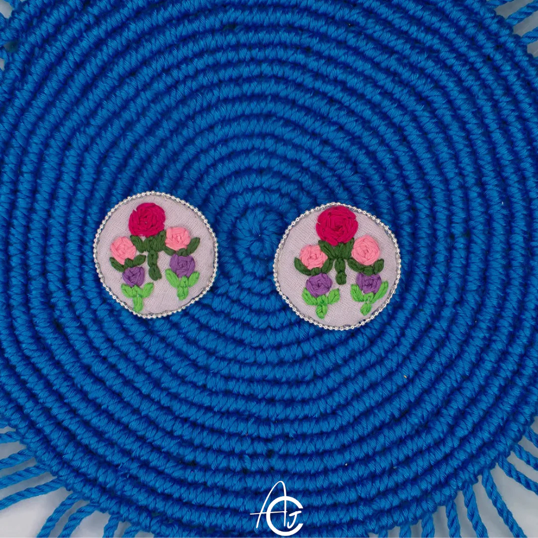 Embroidered Fabric Earrings : Handmade - Image 8