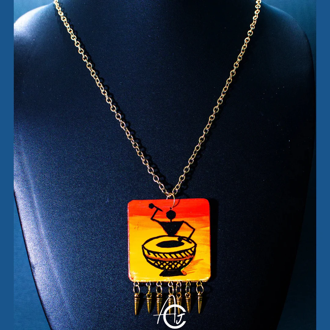 Statement  Necklace, Handpainted : Handmade - Image 3