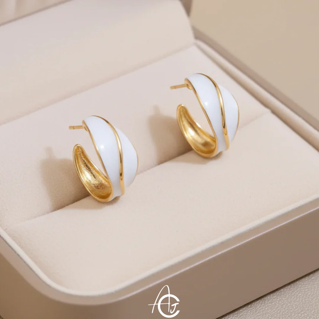 White Hoop Earrings - Image 3